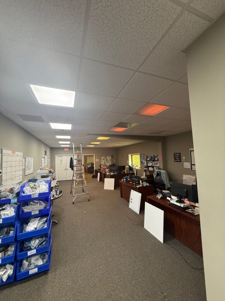 LED lighting installed in a commercial office